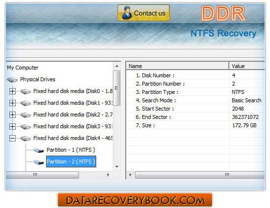 Screenshot of NTFS Data Recovery