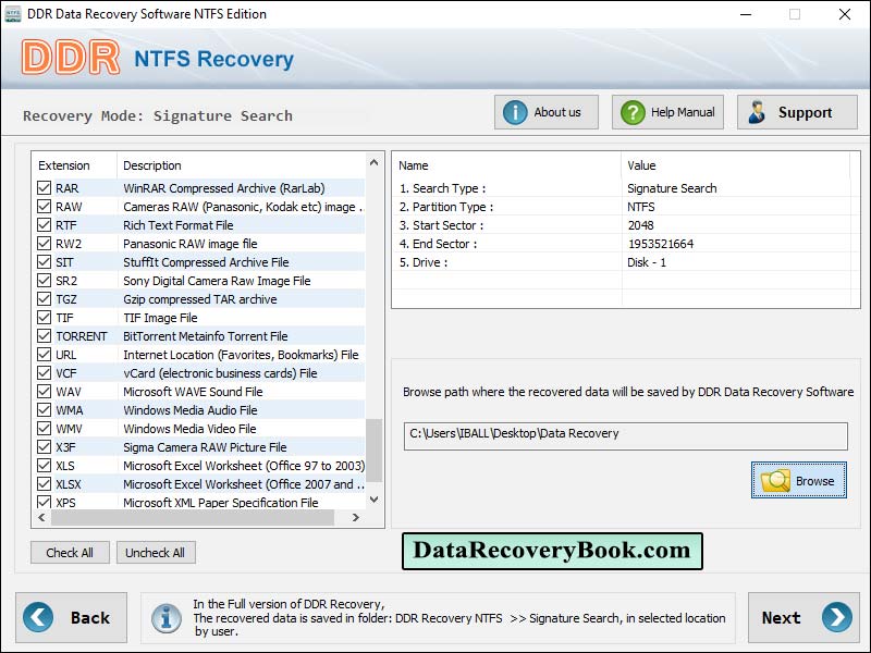 Screenshot of NTFS Data Recovery