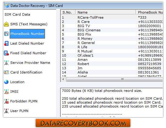 Screenshot of Sim Card Data Recovery