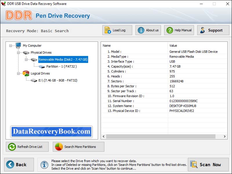 Screenshot of USB Drive Data Recovery