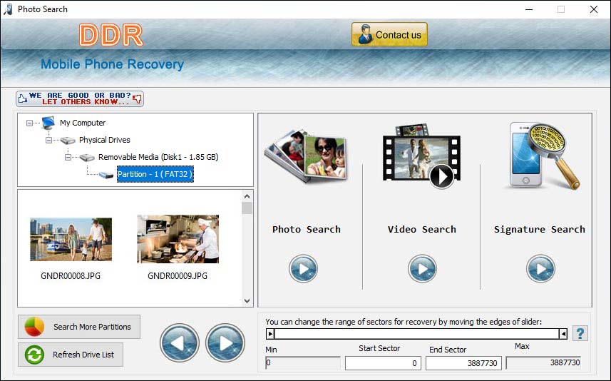 Screenshot of Cell Phone Forensics Software