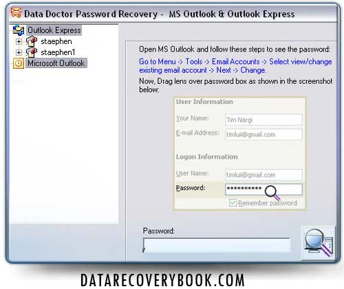 Screenshot of Outlook Password Changer Software
