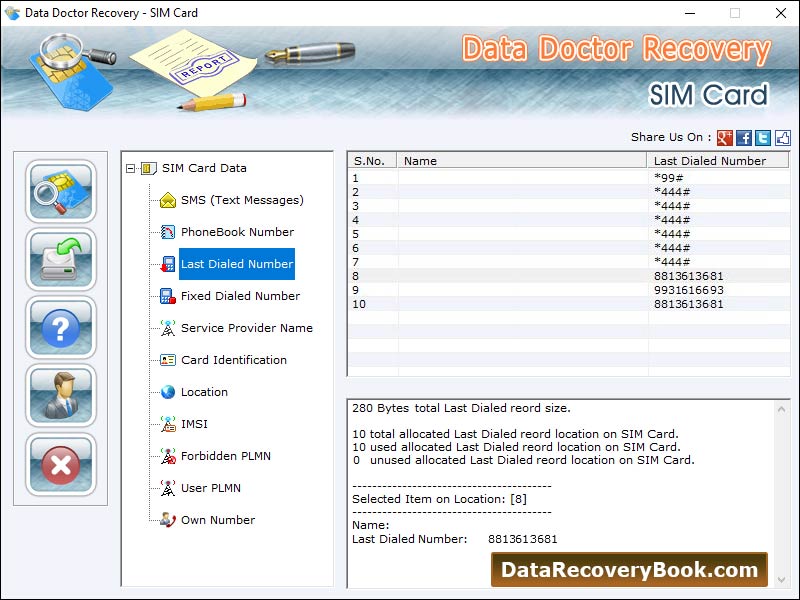 Screenshot of Corrupted SIM Card Recovery Software