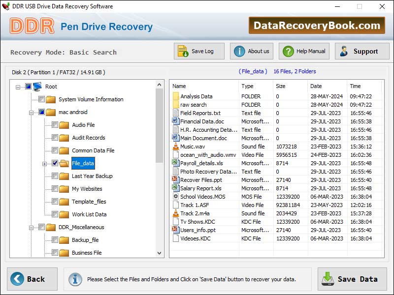 Screenshot of Data Recovery Book