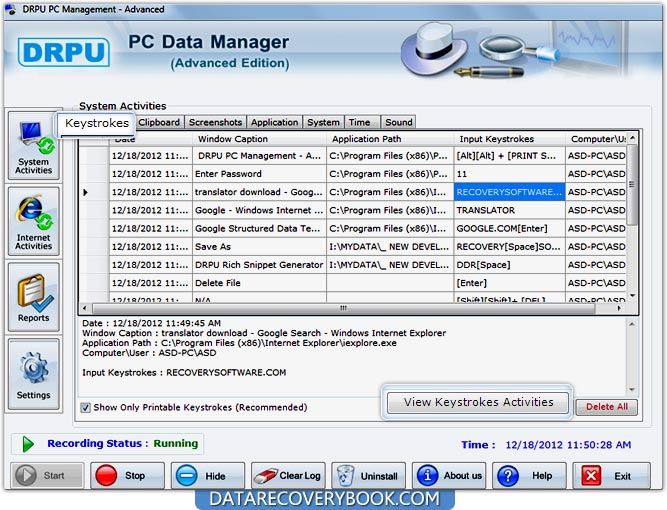 keystrokes Advance Keylogger