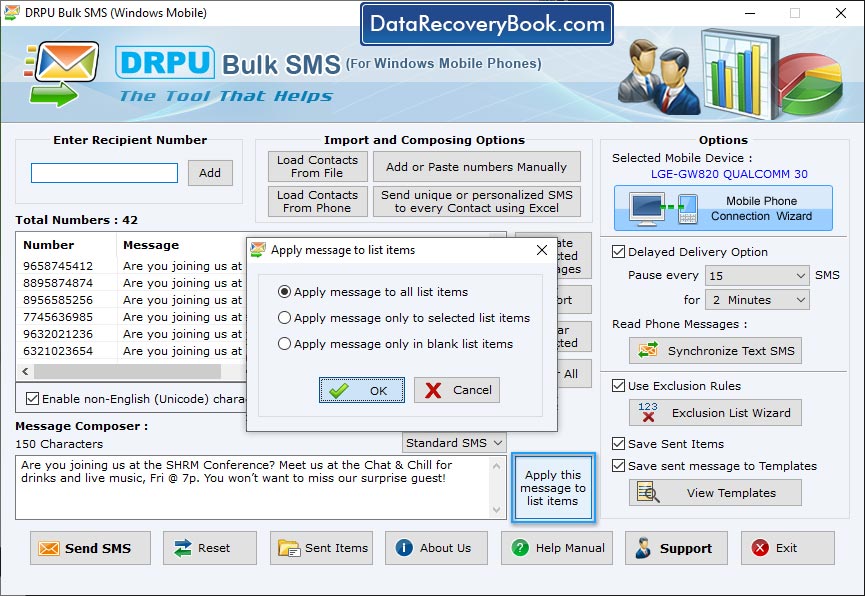 Bulk SMS Software – Windows Mobile Phone