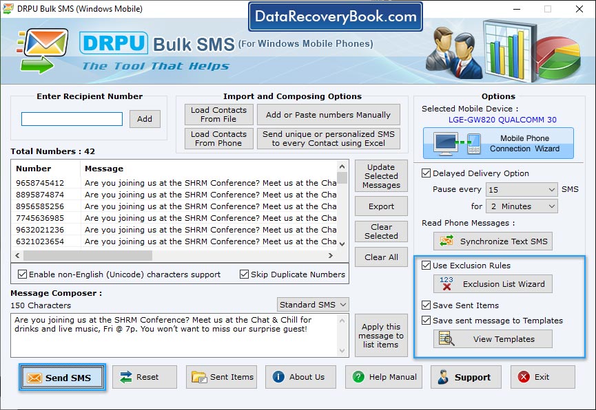 Bulk SMS Software – Windows Mobile Phone