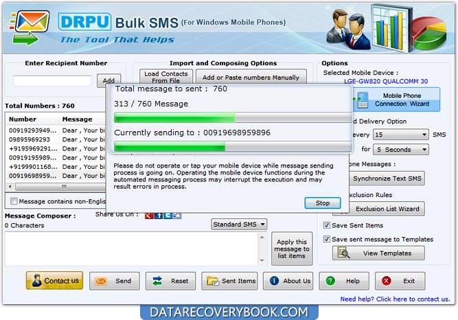 Windows Mobile Bulk SMS Software